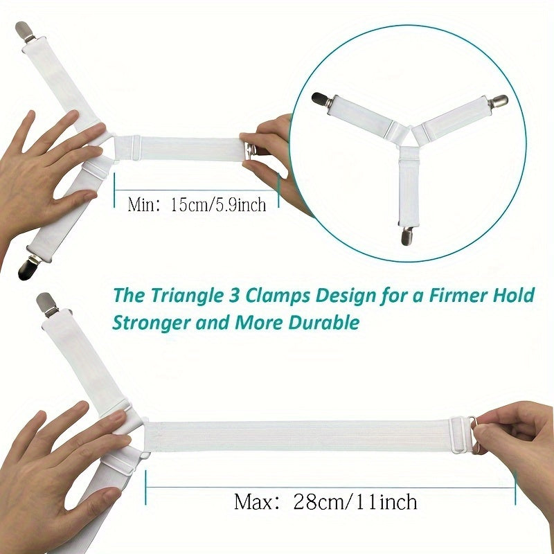 Elastic Adjustable Sheet Holder with Fastener for Wrinkle-Resistant Sheets