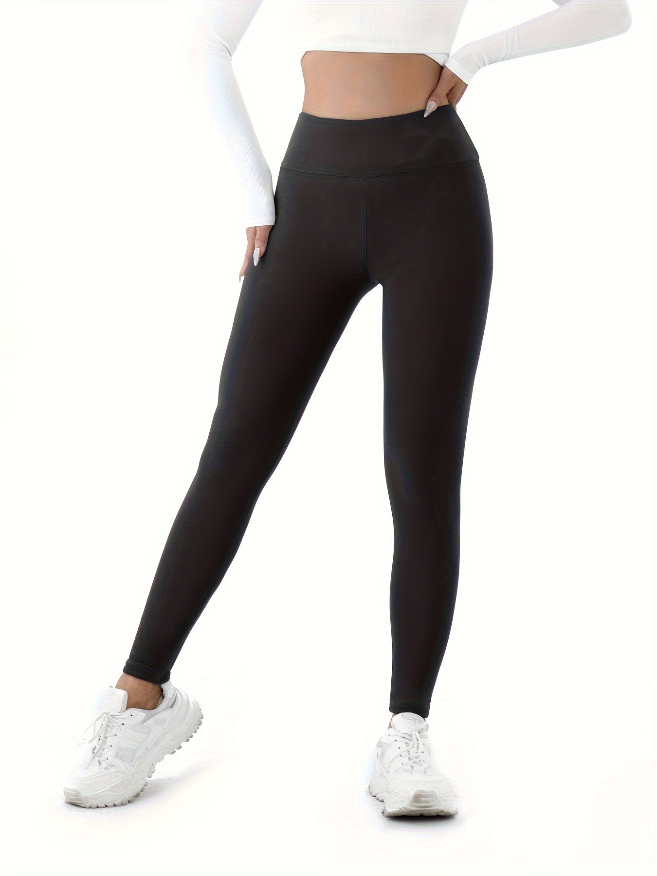 Leggings térmicos con forro de felpa para mujer, de cintura alta, ajuste ajustado, ropa de exterior de invierno