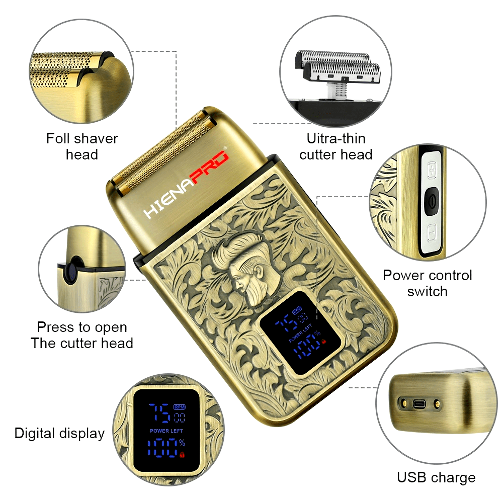 Afeitadora eléctrica recargable por USB con batería de larga duración, cuchillas dobles de acero inoxidable, fácil de limpiar, perfecta para afeitar y cuidado personal