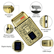Afeitadora eléctrica recargable por USB con batería de larga duración, cuchillas dobles de acero inoxidable, fácil de limpiar, perfecta para afeitar y cuidado personal