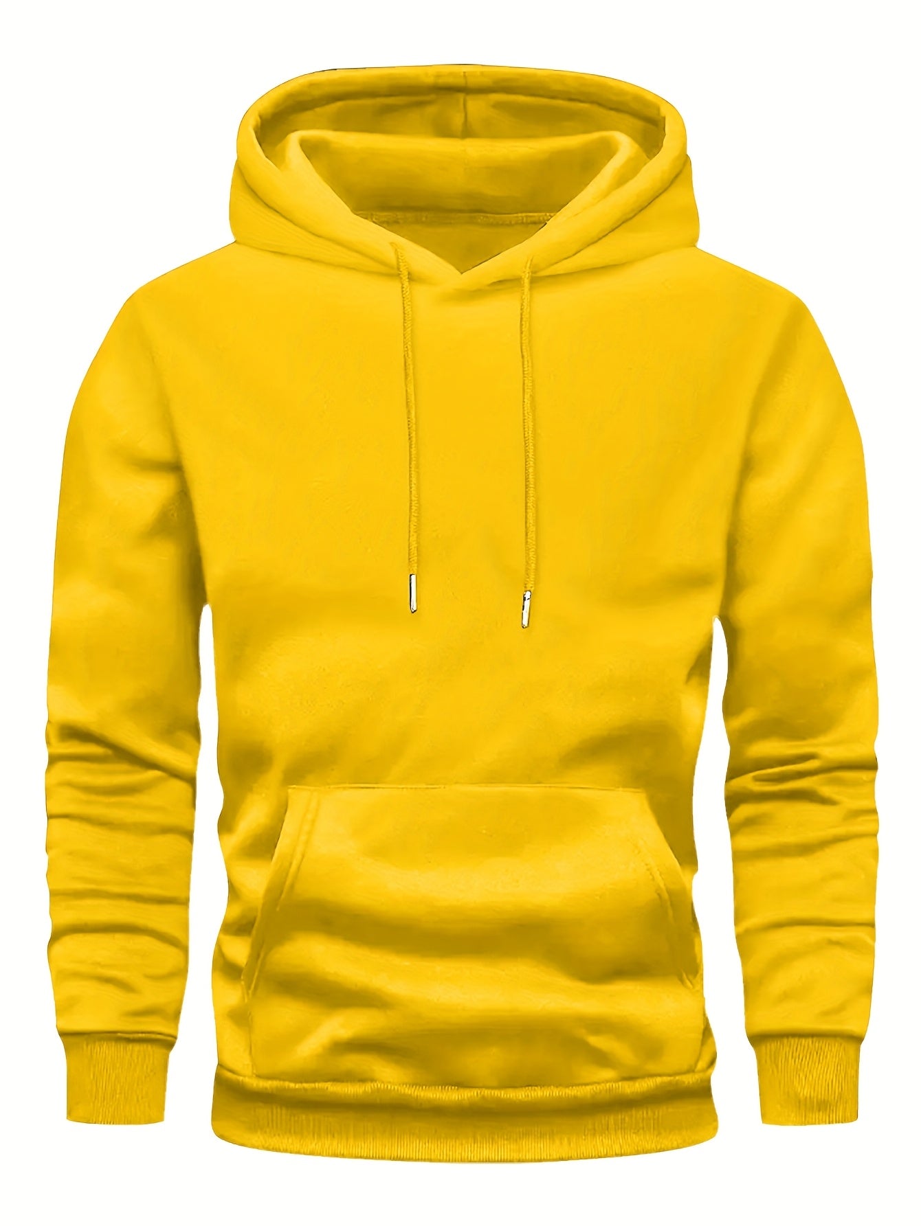 Men's Casual Hoodie with Hooded Collar, Polyester, Solid Color, Regular Fit