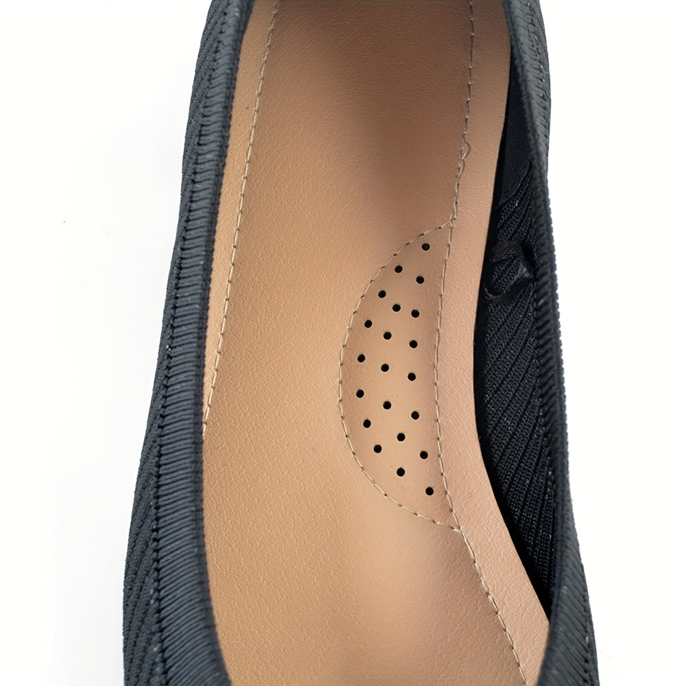 Women's Slip-On Ballet Flats Breathable Knit Black Lightweight Comfort