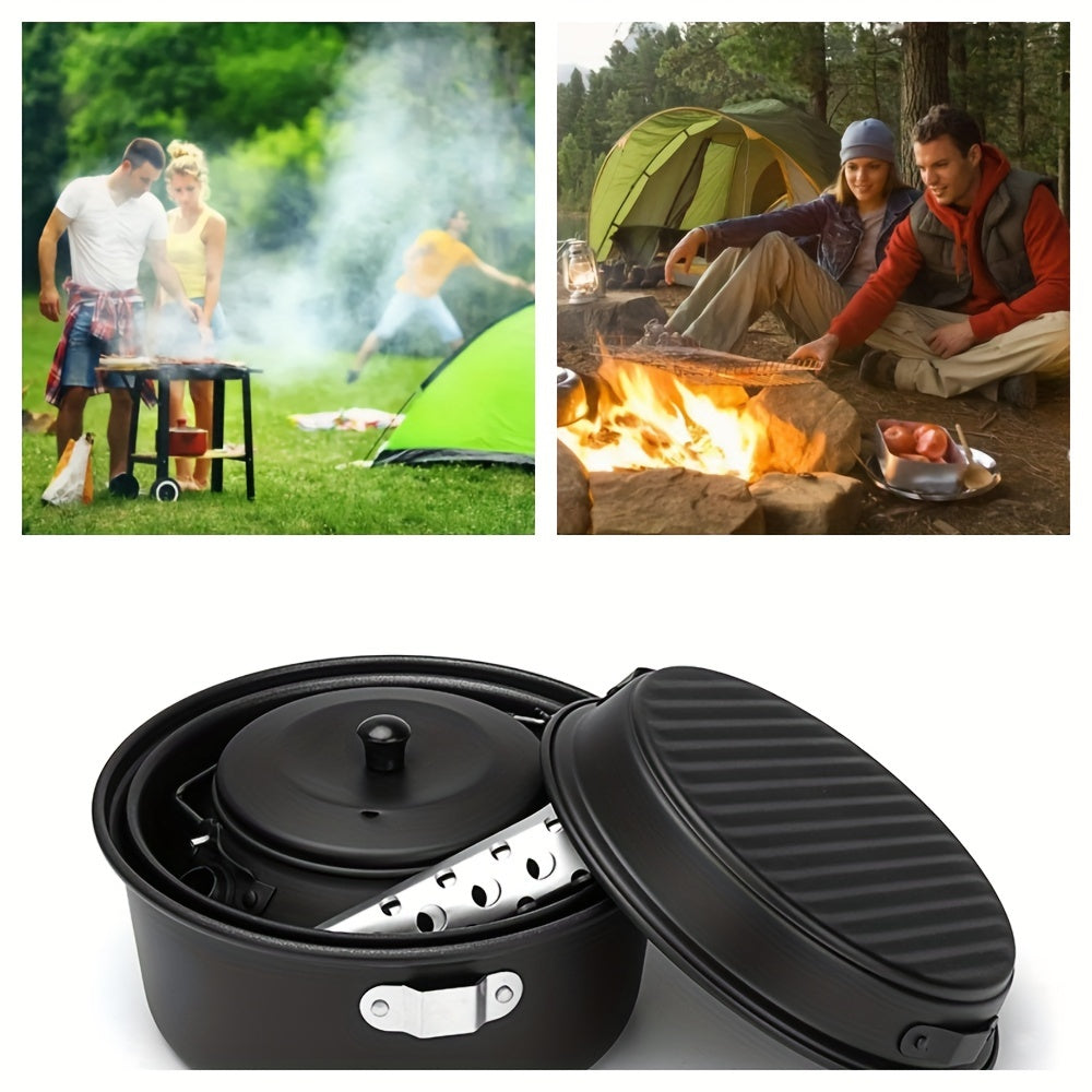 Durable Aluminum Cookware Set Non-Stick Frying Pan Kettle Camping Outdoor