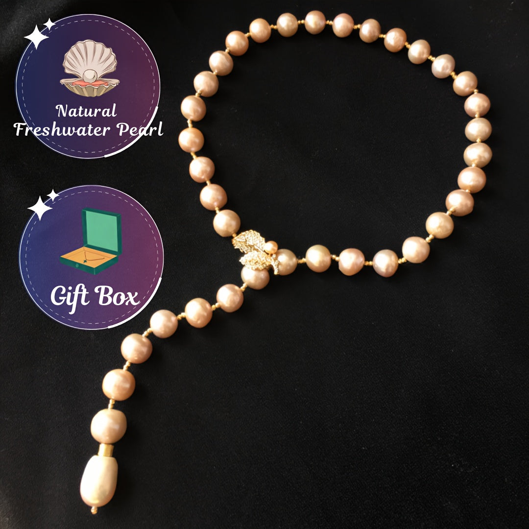 Vintage Style Baroque Pearl Necklace with Adjustable Sweater Chain for Parties and Gifts