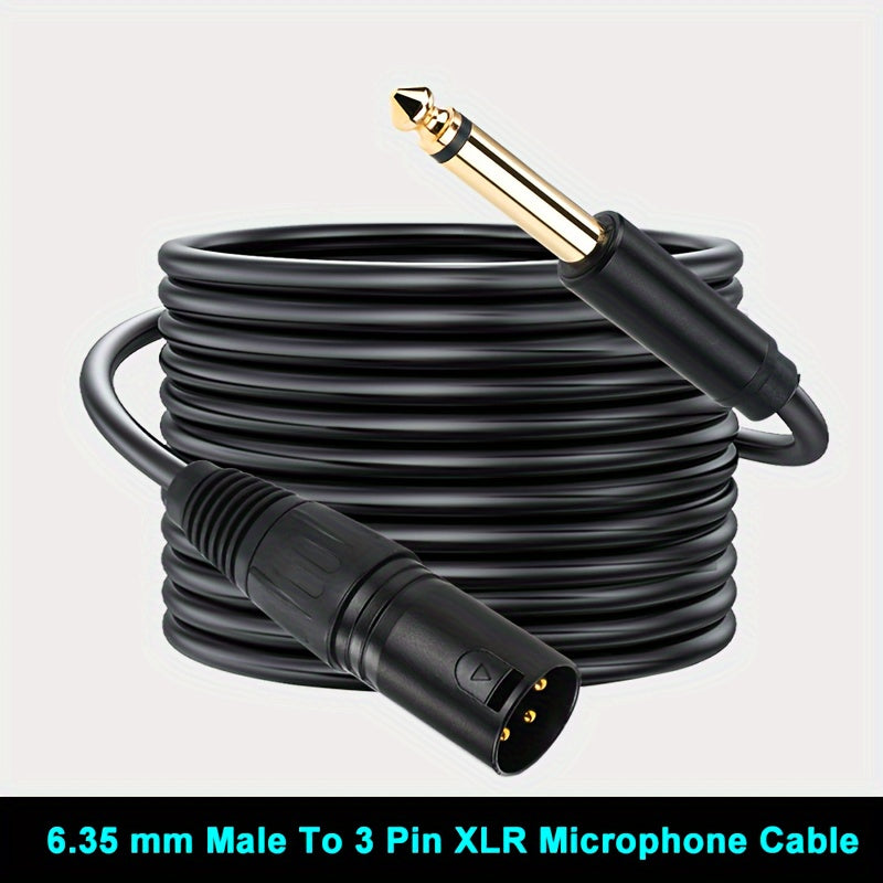 6.5mm to XLR Male Audio Cable for Connecting Sound Card to Mixer with Gold-Plated Plug