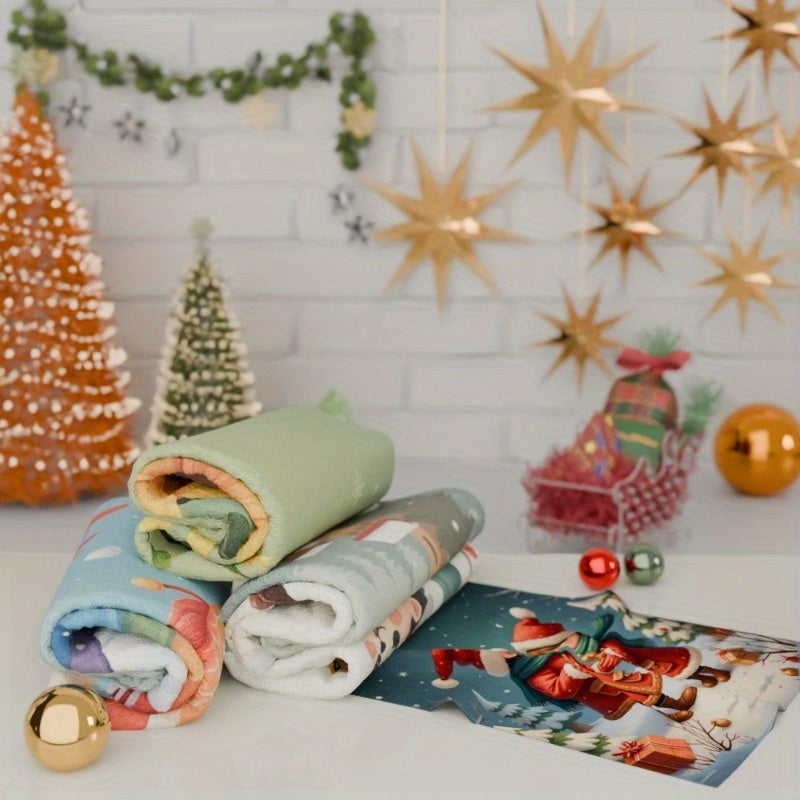 Set of 4 Winter Christmas Snowman and Snowflake Kitchen Towels 45.72x66.04cm Gift