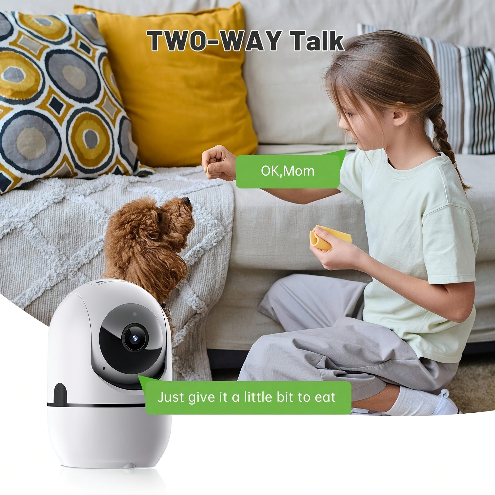 360° WiFi Security Camera with Night Vision Motion Detection Two-Way Audio Indoor Surveillance