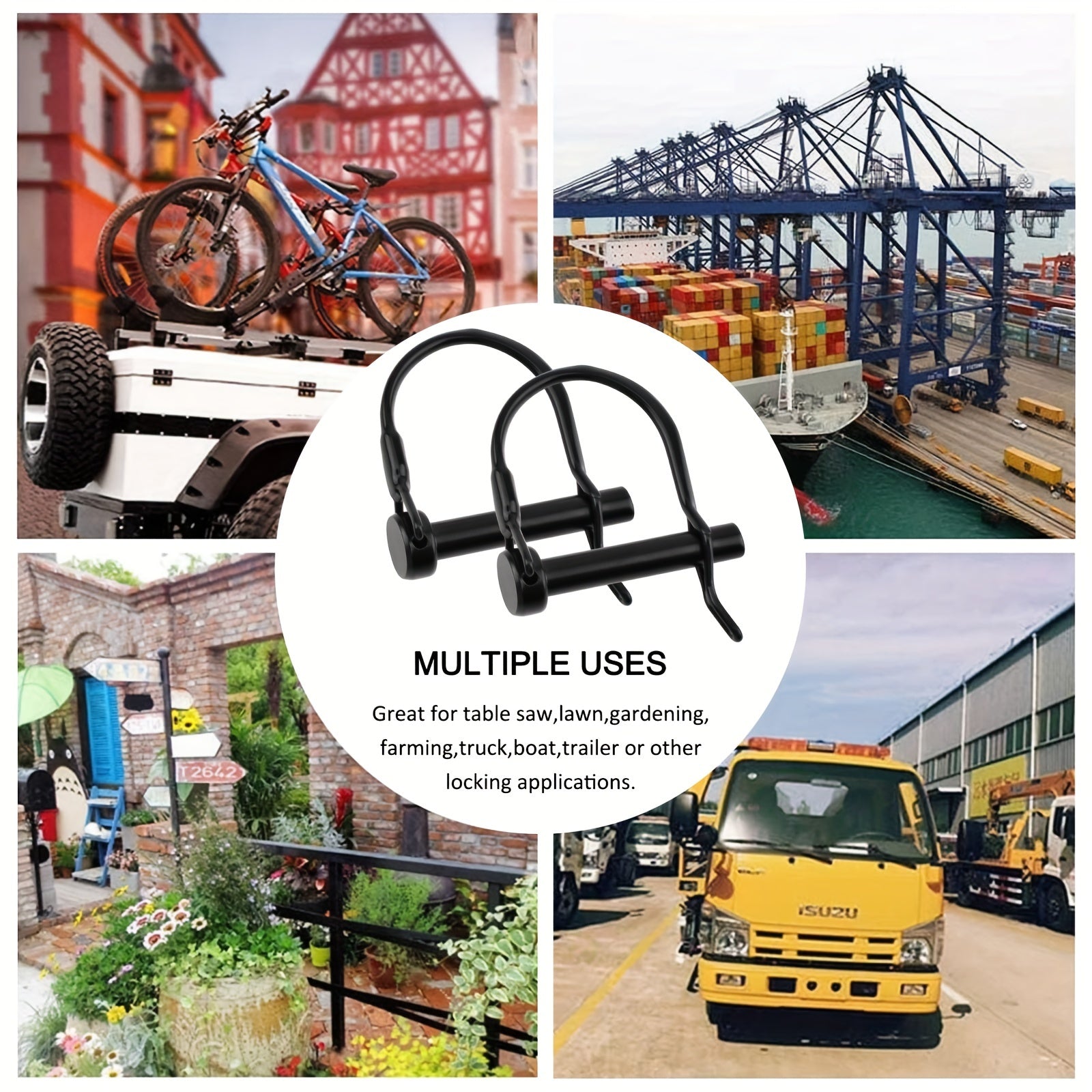 Juego de 4 pasadores de bloqueo de acero al carbono de 8mm para remolques, agricultura, césped, jardín, acoplamiento de seguridad