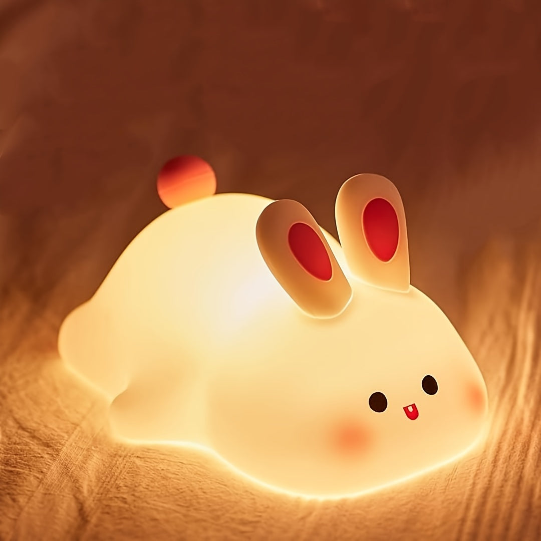 Silicone Rabbit Night Light for Kids USB Rechargeable Adjustable Brightness Room Decor Gift