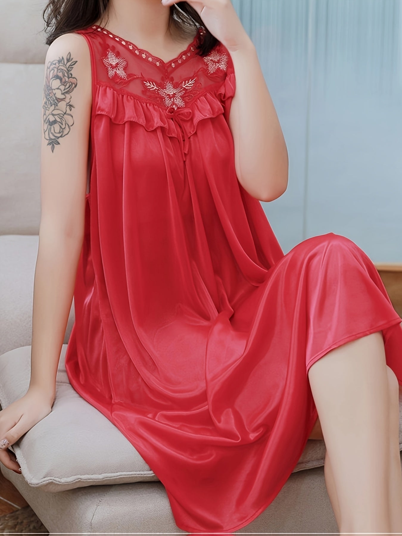 Women's Summer Nightgown Loose Fit Large Size Thin Sleepwear