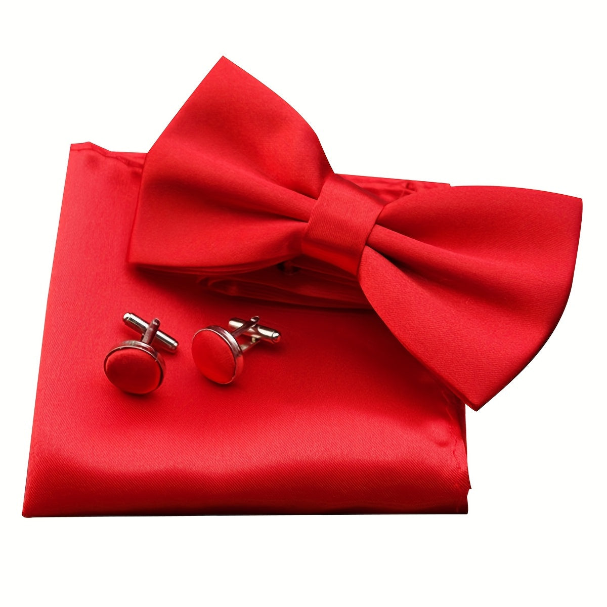 Conjunto de pajarita y gemelos de poliéster trenzado para hombres, ideal para bodas y eventos formales