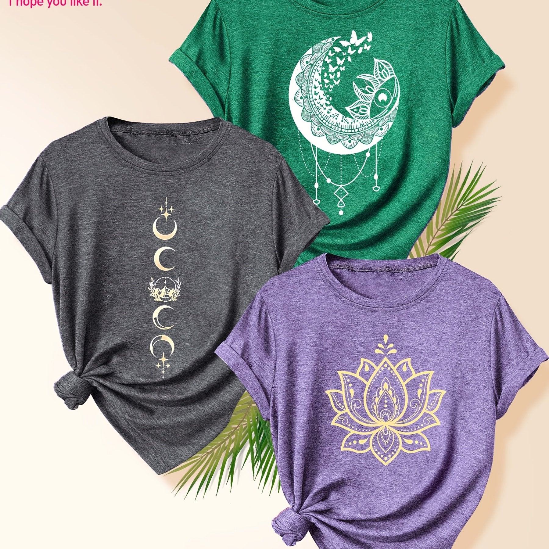 Women's Casual Sun, Star, Moon Scenery T-Shirt - Multiple Colors