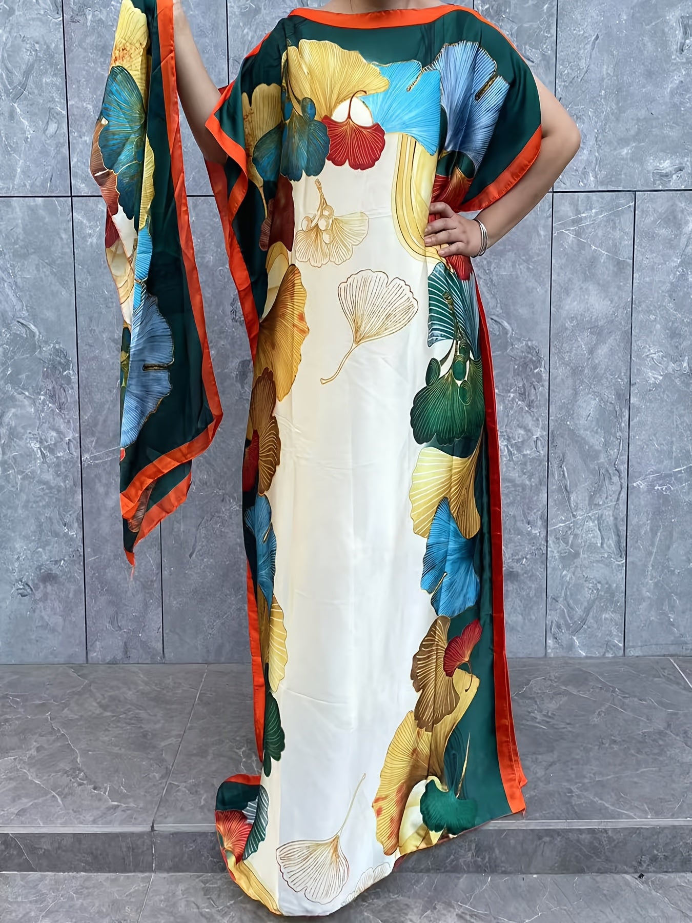 Платье макси для женщин больших размеров с цветочным принтом и шарфом, легкое, свободного кроя, летнее повседневное платье maxi