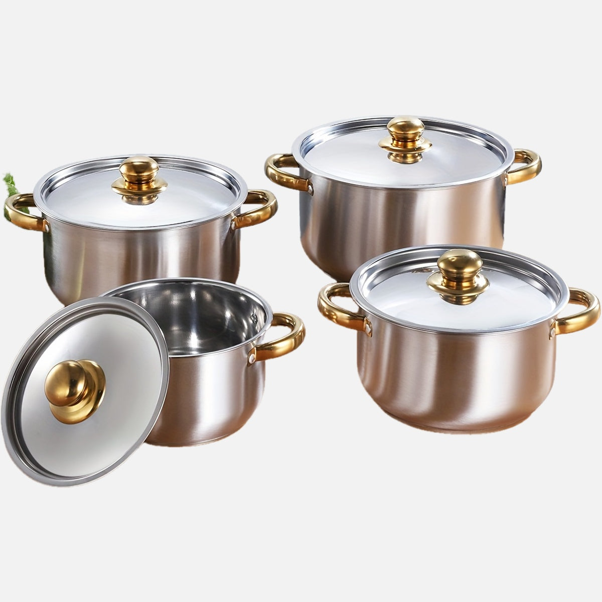 Set of 4 Stainless Steel Soup Pots with Composite Bottoms 18cm-24cm