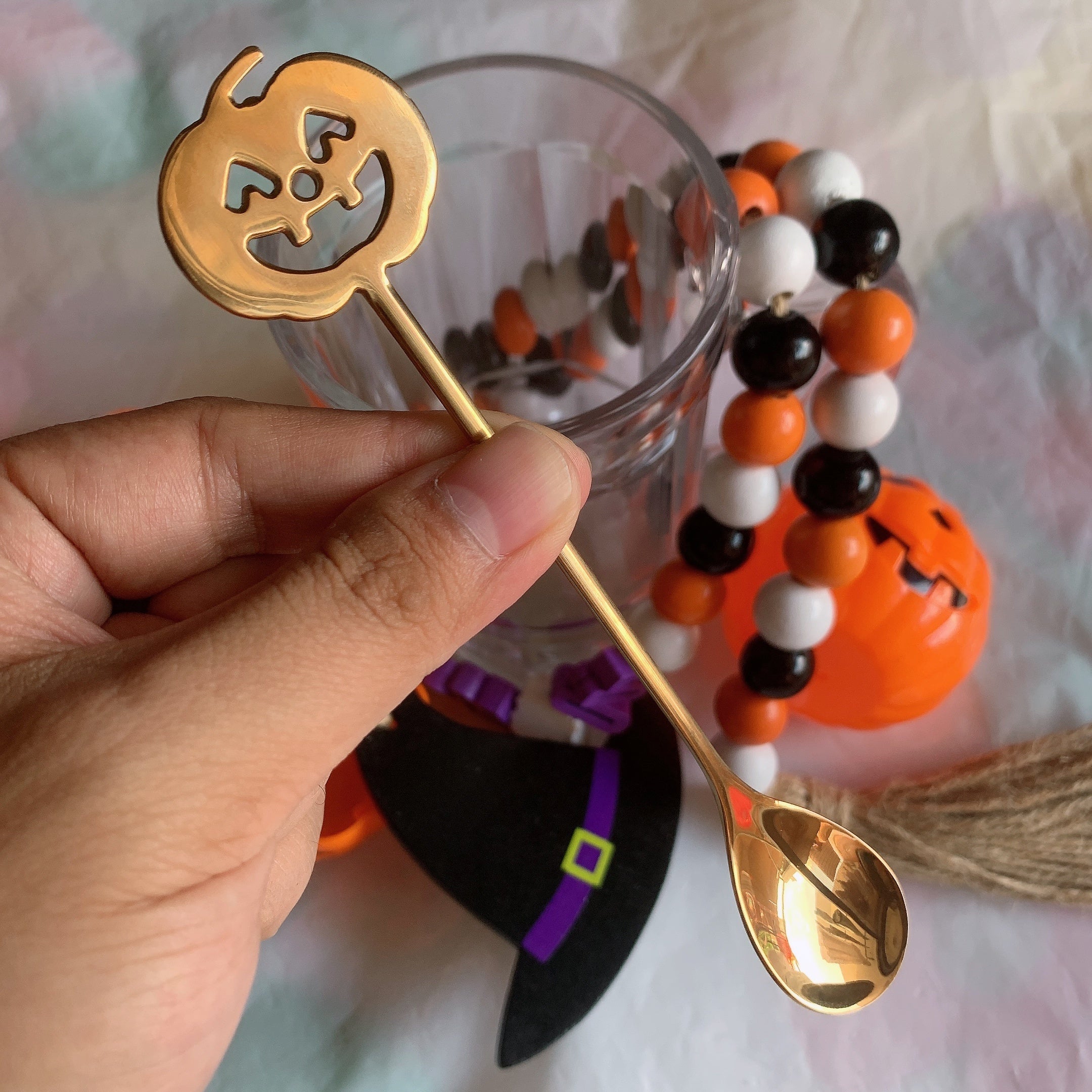 Set de regalo de Halloween, mini cucharita de café de 1 pieza y cubertería de acero inoxidable