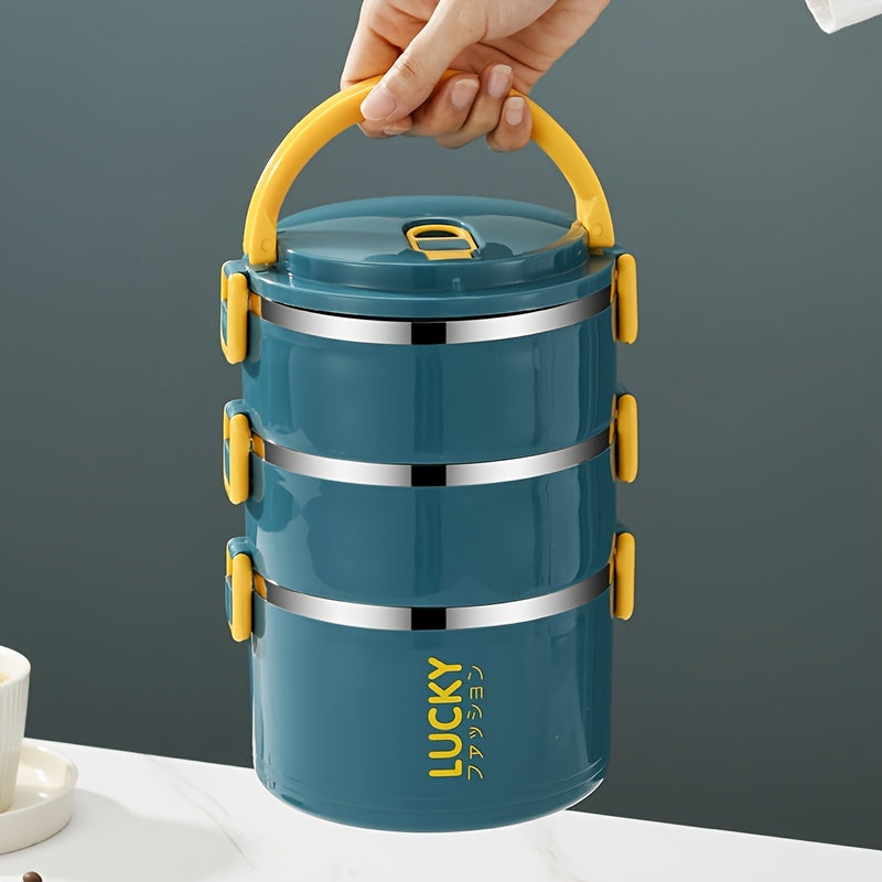 Fiambrera de acero inoxidable aislada de múltiples capas con tapa para escuela, universidad y cocina