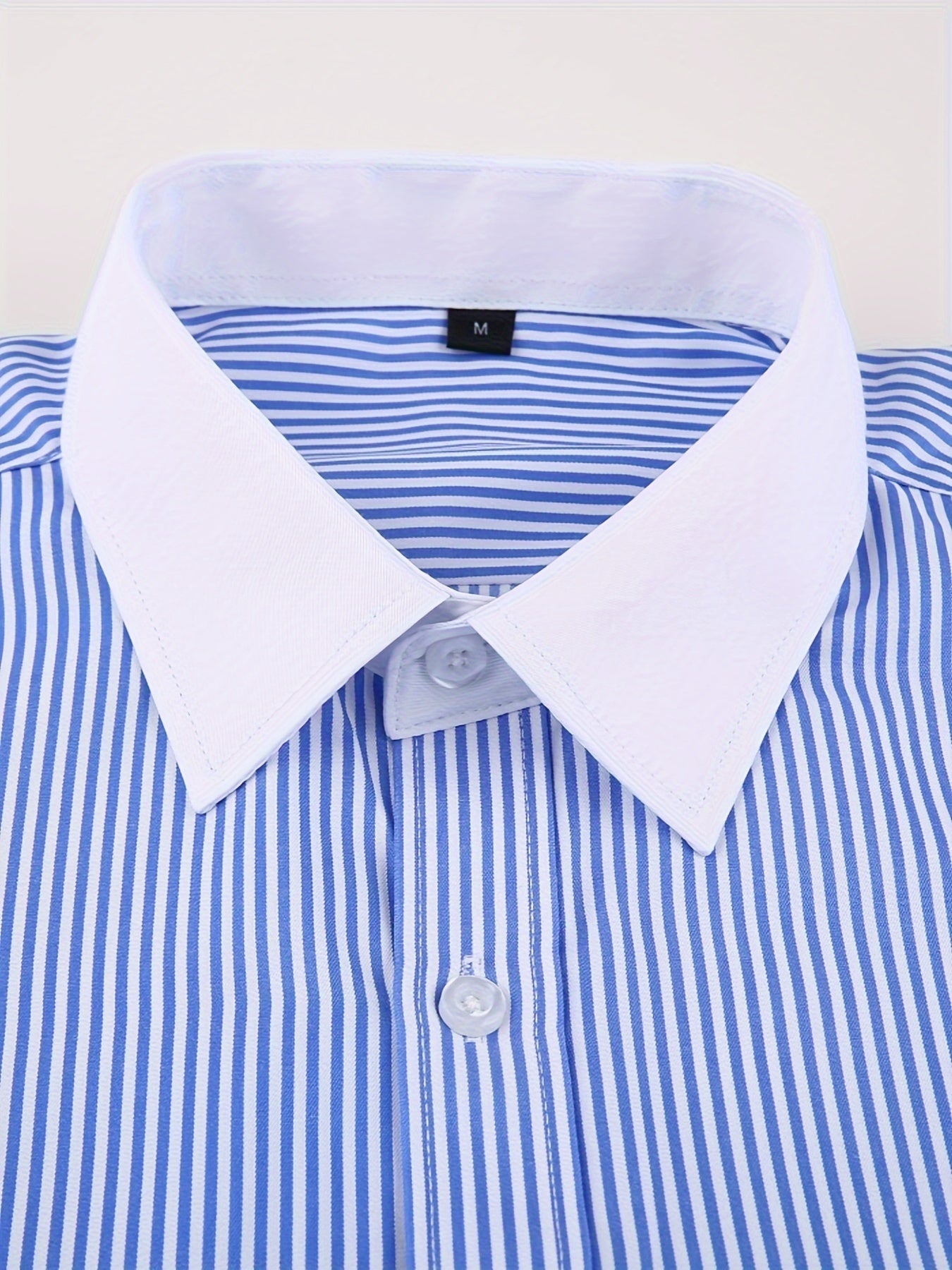 Men's Cotton French-Style Dress Shirt with Stripes and Cufflinks