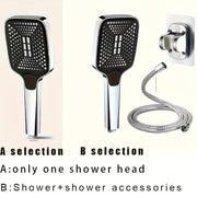 Cabezal de ducha ajustable cuadrado con salida de agua gruesa y potente rociado plata