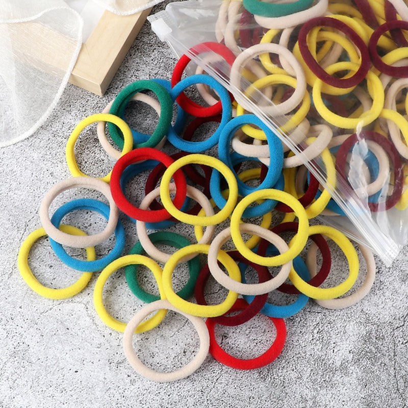 Women Basic Hair Bands 50pcs Elastic Solid Color Hair Accessories