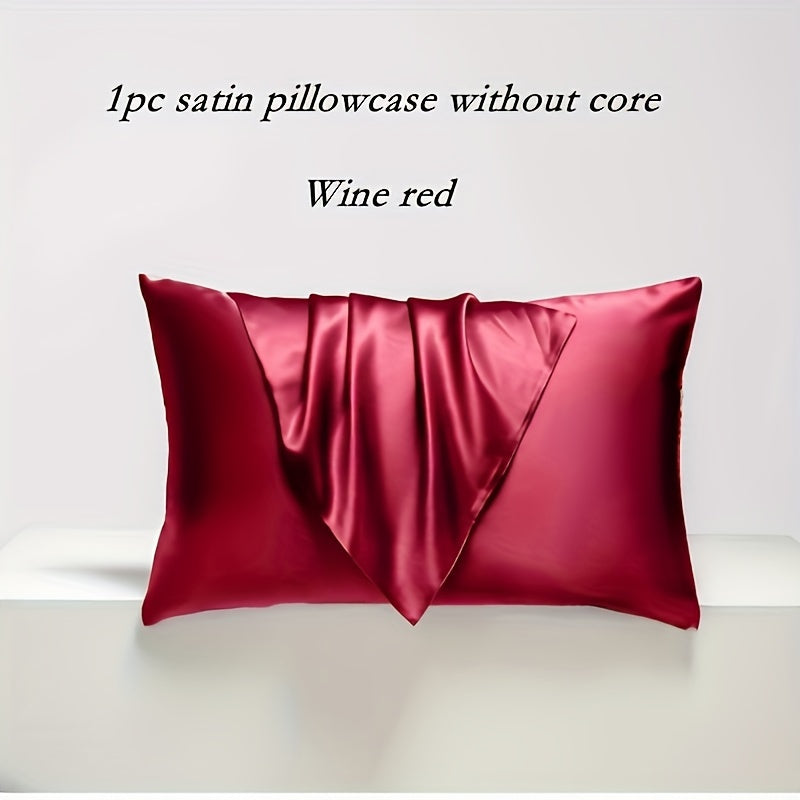 Queen Satin Pillowcase Cooling Breathable Polyester Envelope Closure Lightweight