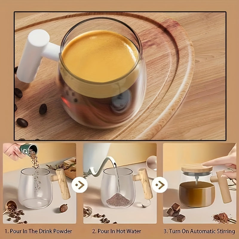 Electric Coffee Mug Fully Automatic Stirring Cup with Glass Material