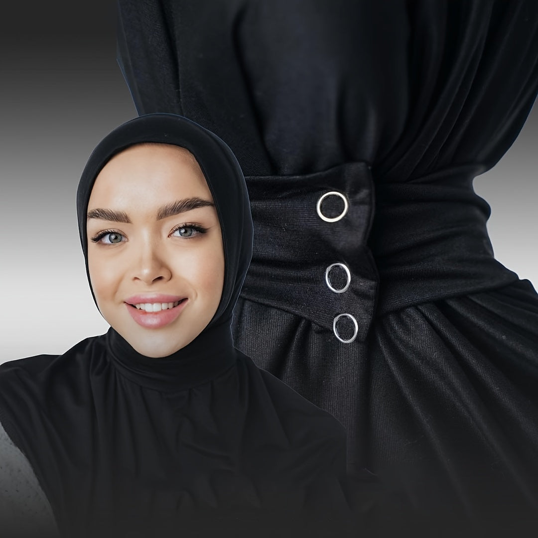 Women's Quick Dry Sports Hijab with Tie Band and Button Closure for Fitness Outdoor Activities
