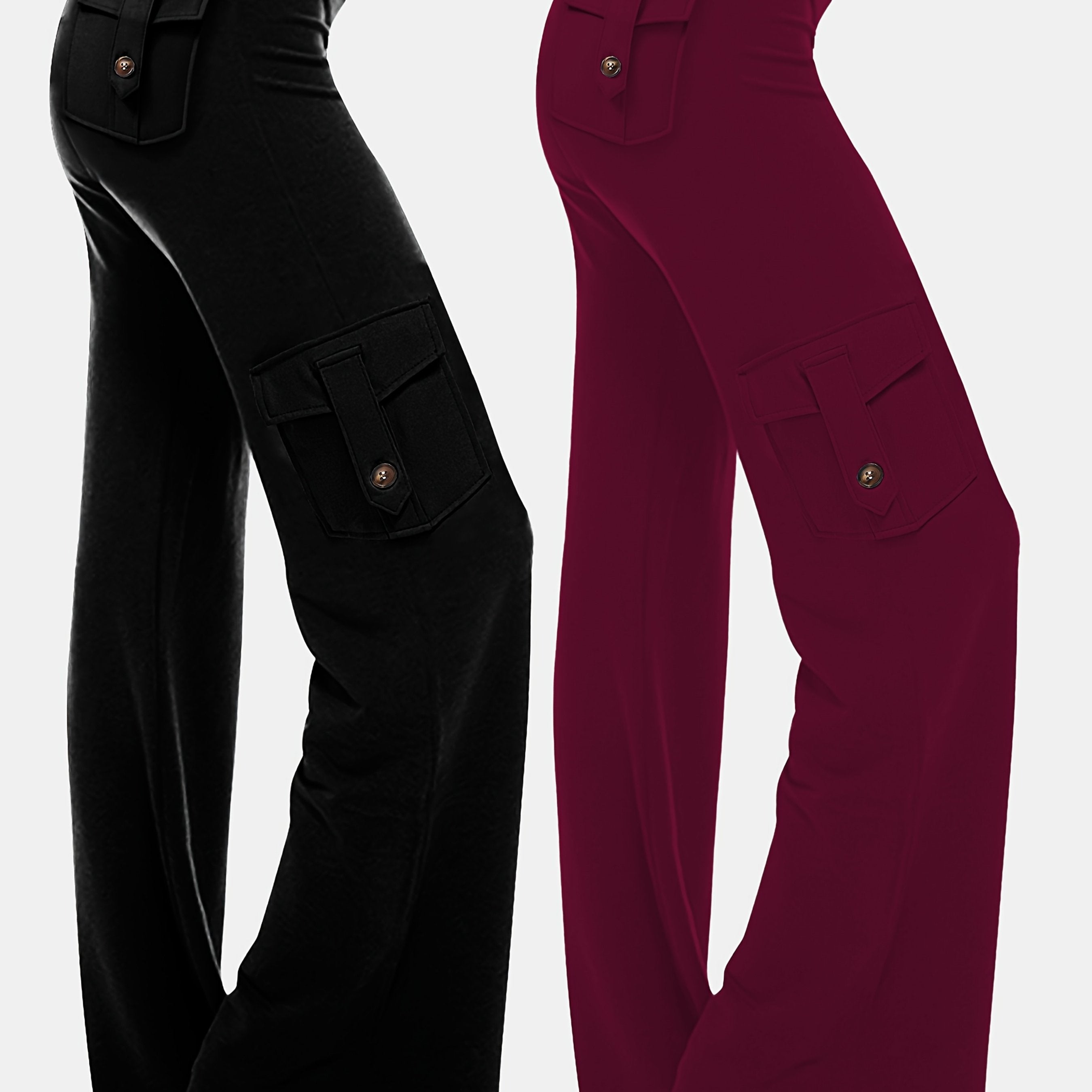 Plus Size Women's Skinny Wide Leg Pants with Pockets Moisture Wicking