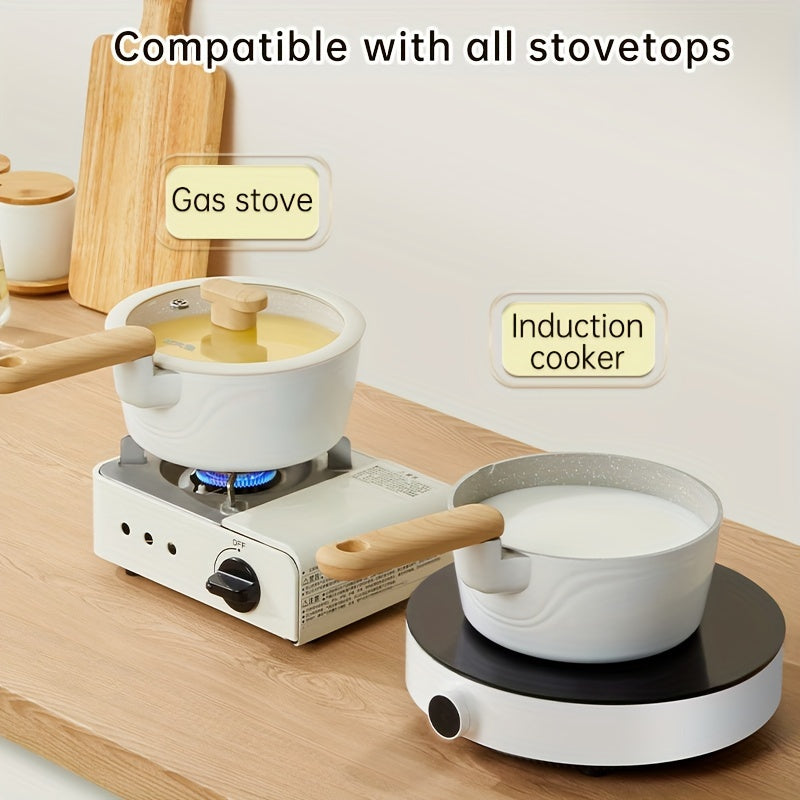 Антипригарная кастрюля 18 см с стеклянной крышкой, готова к индукционной плите, алюминиевый сплав