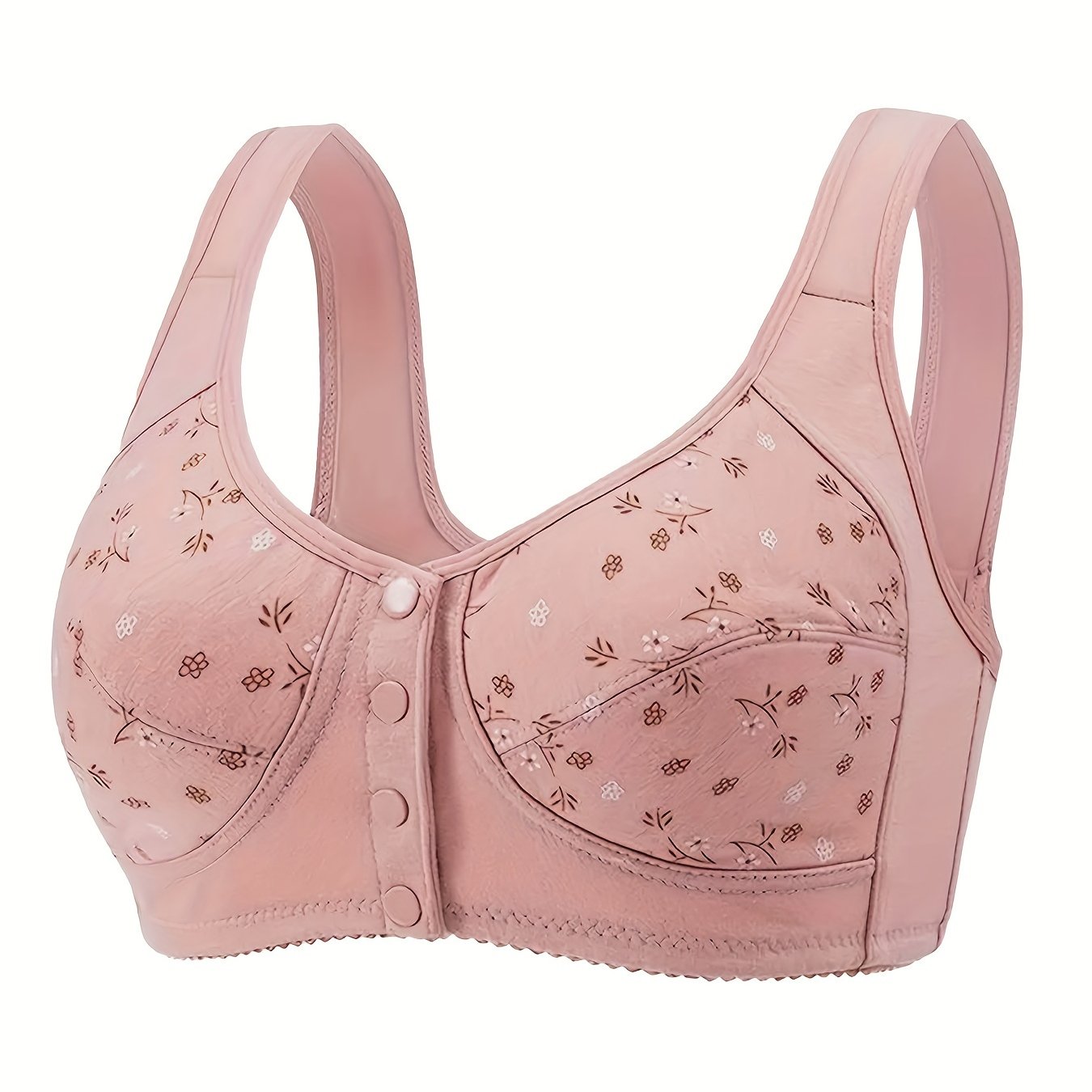 Women's Floral Printed Wireless Bra Breathable Comfortable Lingerie