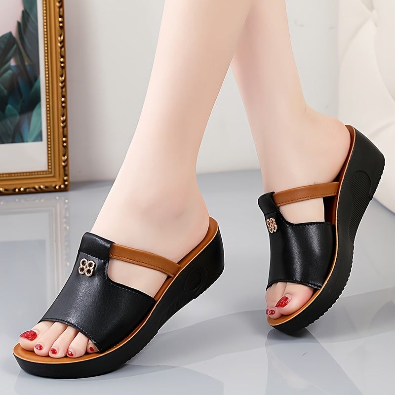Women's Wedge Sandals Open Toe Platform Slip-On Summer Comfort
