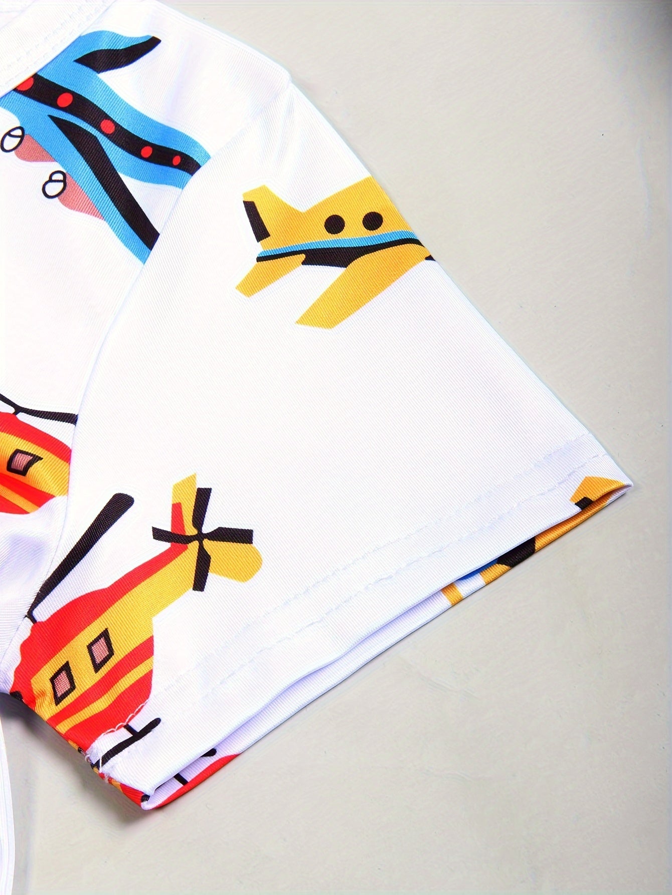 Kids Boys and Girls Cartoon Planes Print T-Shirt Summer Casual Polyester