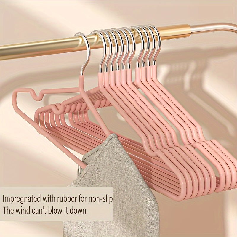 Set of 10 Non-Marking Anti-Slip Hangers for Home Use with Gel-Coated Material