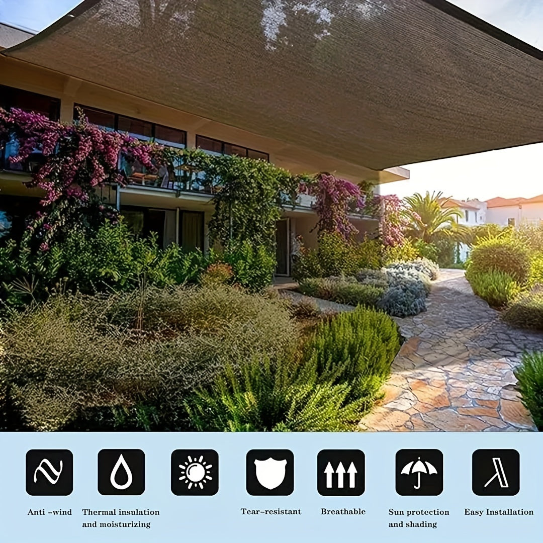 90% Sunshade Cloth for Garden Patio Greenhouse Brown Polyester Outdoor Sunblock Shade Net