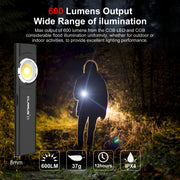 Rechargeable COB Work Light with Magnetic Base and Clip 470 Lumens USB Rechargeable Emergency Maintenance Camping Hiking