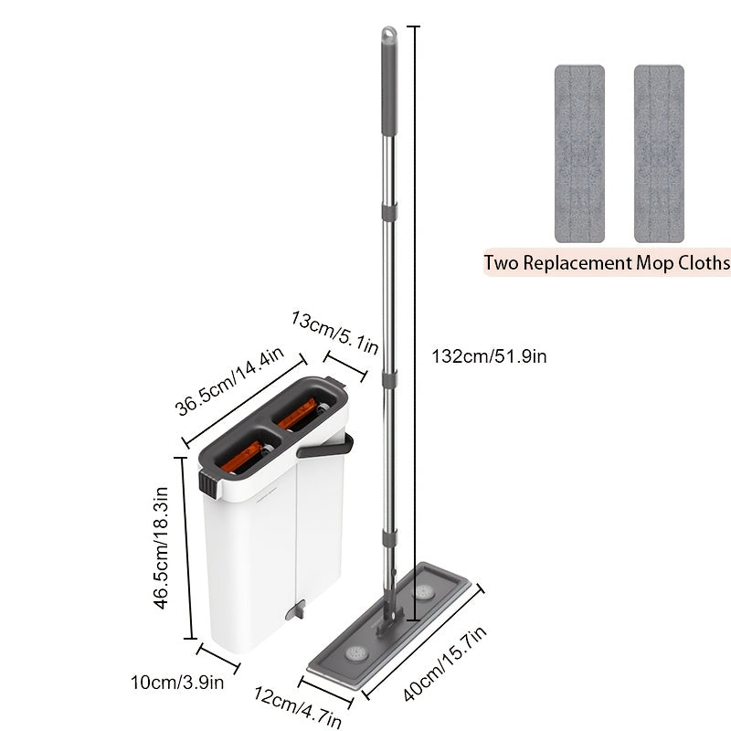 All-in-One Mop and Bucket System with Reusable Pads for Wet and Dry Cleaning