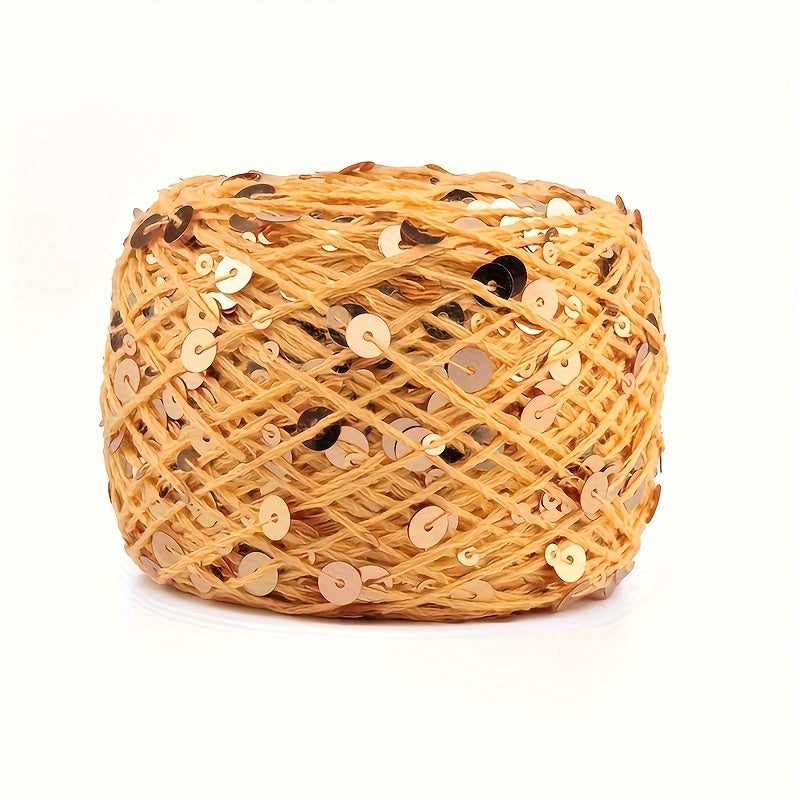 Sequin Cotton Yarn for Hand Knitting and Crocheting 50g White Red Black Beige