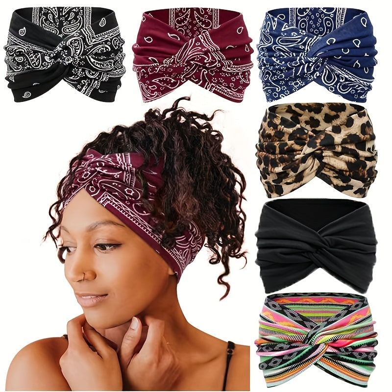 Women's Leopard Print Polyester Sports Headband Sweat Absorbing Breathable