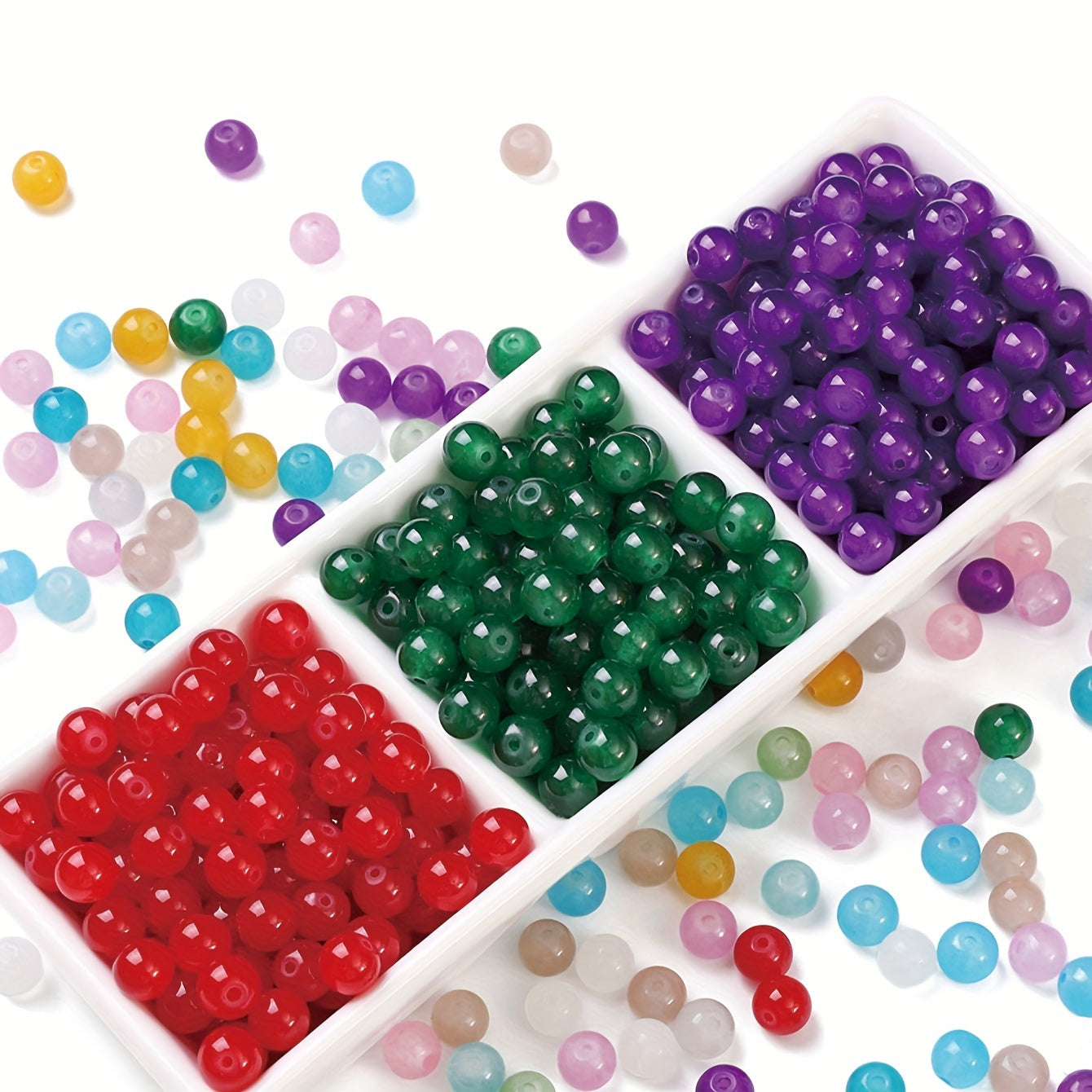 Set of 1400 Double Glass Jelly Beads 6mm for Jewelry Making and DIY Crafts