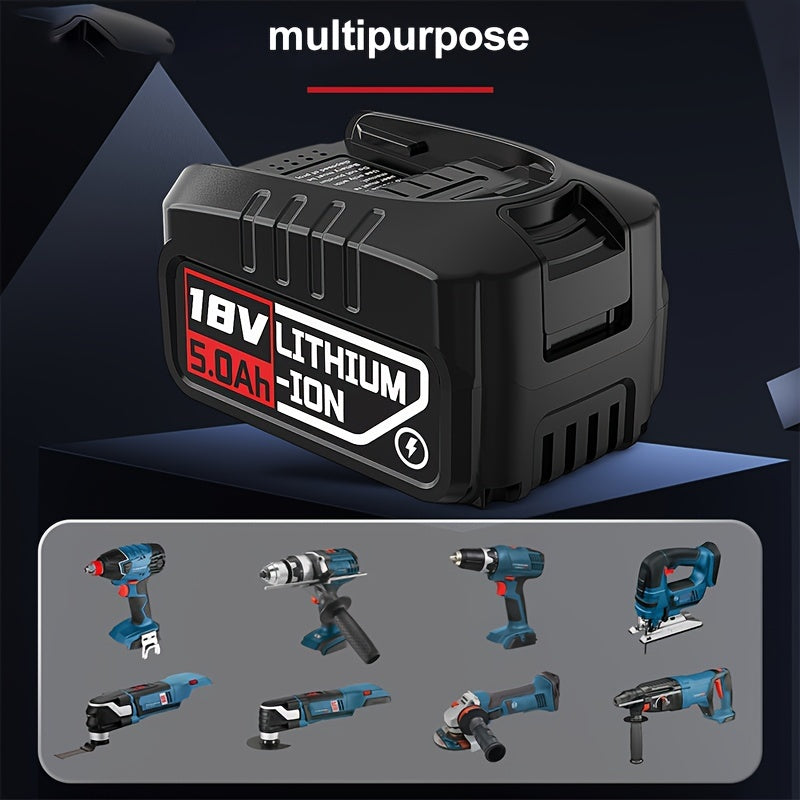 18V 5.0Ah Lithium-Ion Rechargeable Battery for Power Tools Compatible with Bosch and Gardena