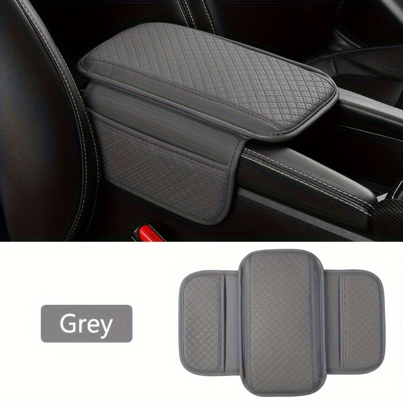 Universal Car Armrest Cushion with Phone Holder PU Leather Center Console Cover