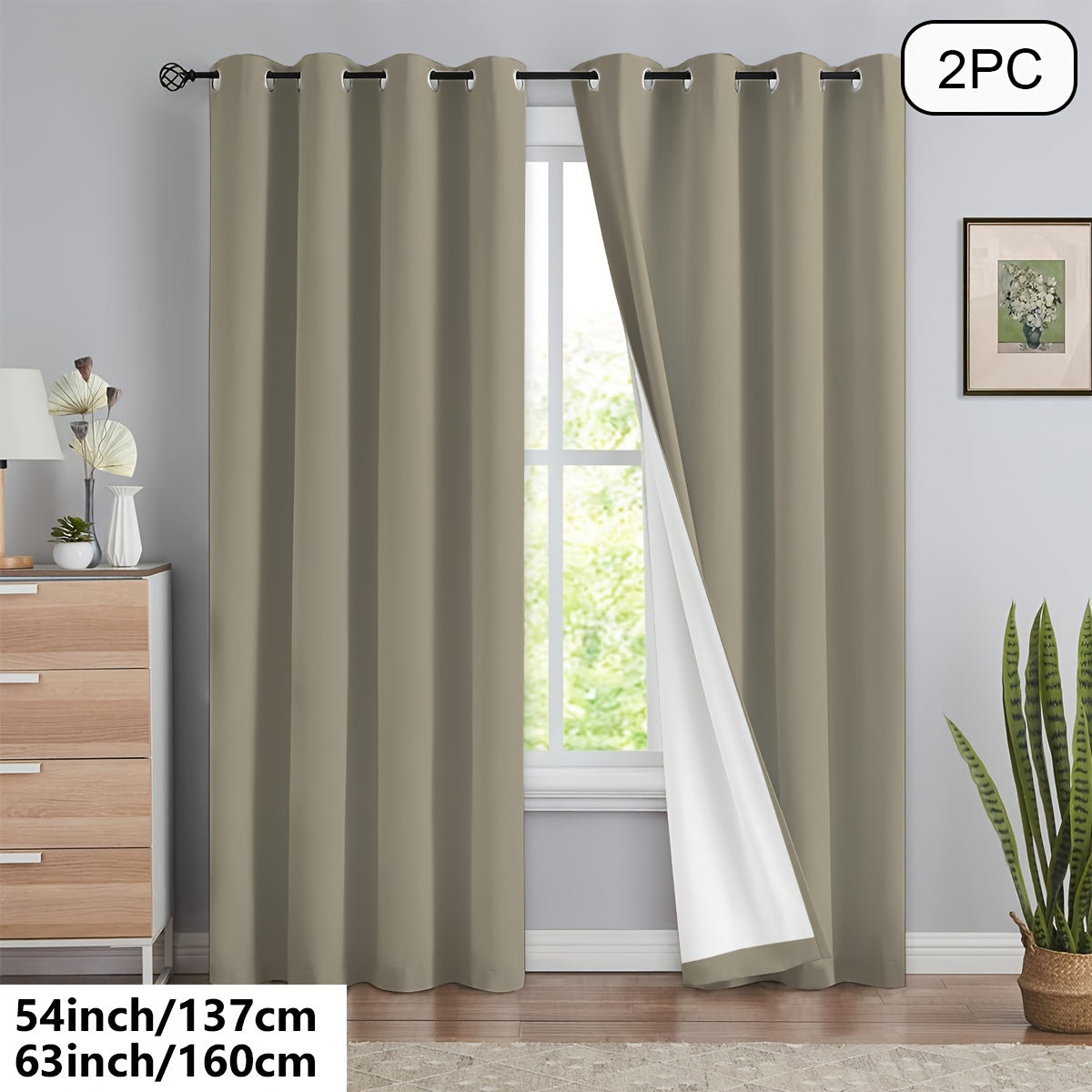 Blackout Curtains 54x84 Inches Off-White Grommet Full Blackout with White Lining
