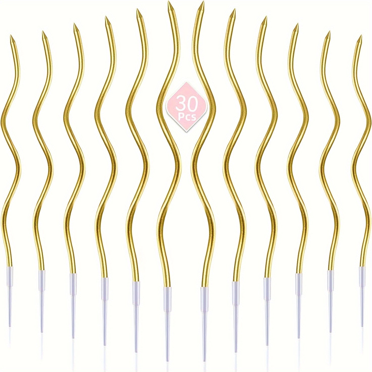 30 ta oltin spiralli tort shamlar, sim spiral va turli tug'ilgan kun, to'y va bayram tortlari uchun tur.