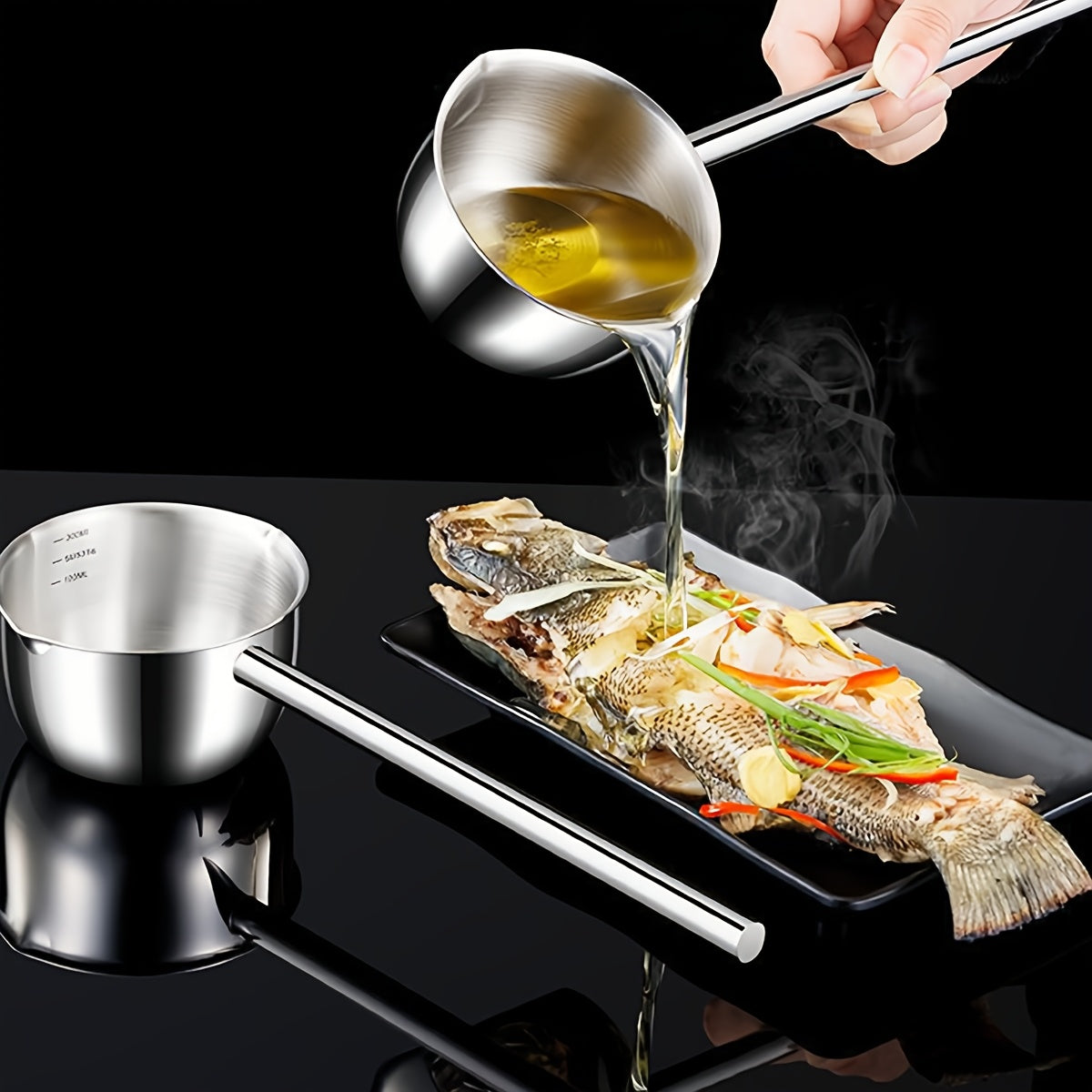 Small Stainless Steel Butter Melting Pot with Extended Handle for Heating Oil and Sauces