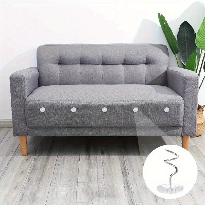 1 штука элегантной прозрачной спиральной зажимной скобы, обеспечивающей невидимый безопасный захват для чехлов на диван и кровать. Это нескользящее домашнее крепежное решение изготовлено из пластика без деревянных компонентов. Только ручная стирка.