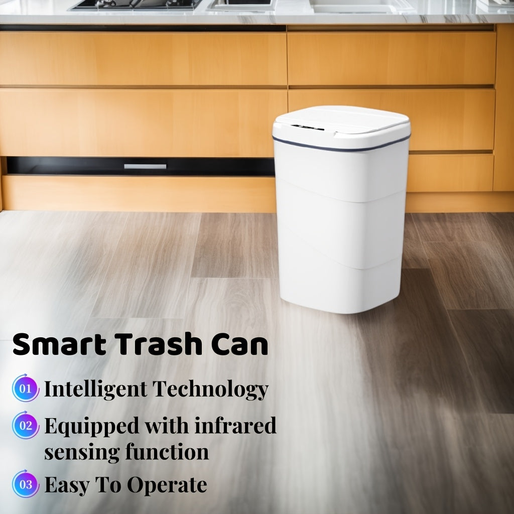 Универсальная мусорная корзина, подходящая для использования на кухне и в ванной, с крышкой, открывающейся по сенсору. Идеально подходит для пищевых отходов и отходов из ванной, таких как бумажные полотенца, волосы и косметика.