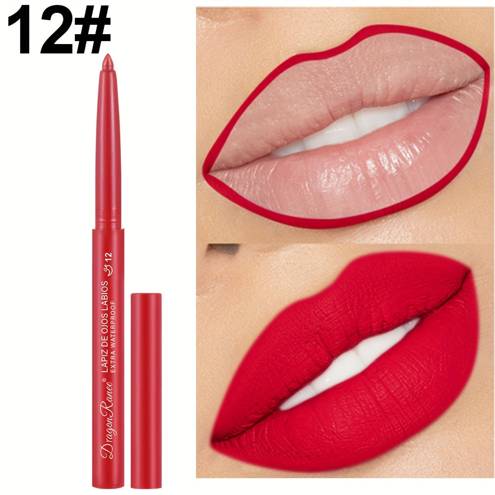 Women's Waterproof Matte Lip Liner Pencil Long-Lasting Velvet Automatic Twist