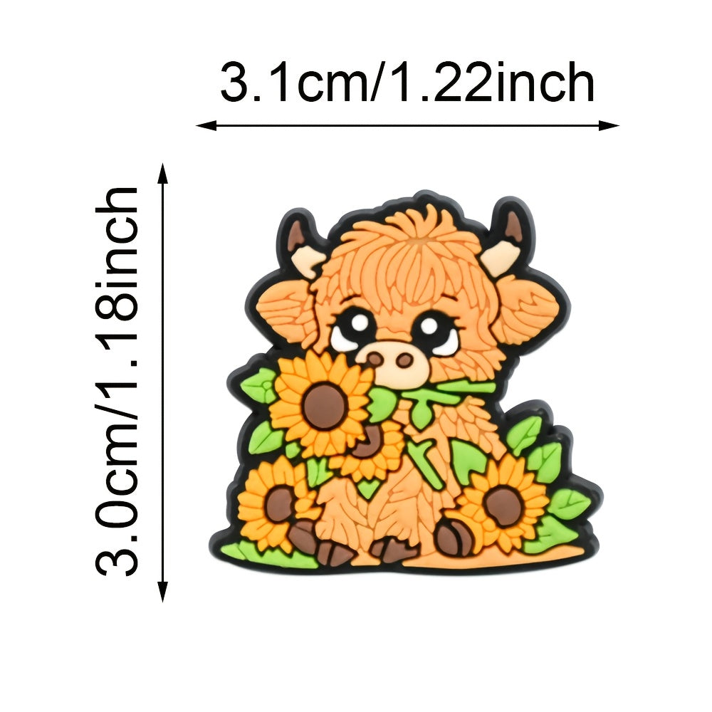 16pcs Girls Shoe Charms Set Soft Plastic Pink Calf and Cow Shoe Accessories