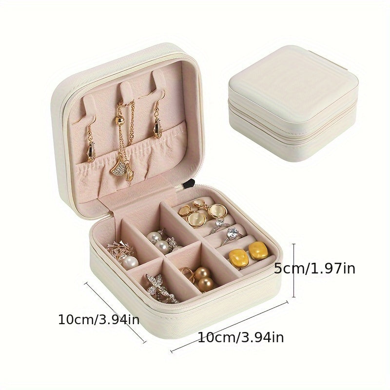Caja organizadora de joyas de viaje para almacenamiento de collares y anillos