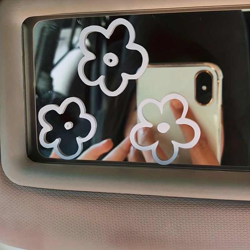 3-Piece Vinyl Floral Car Mirror Decal Set Waterproof Bumper Decorations