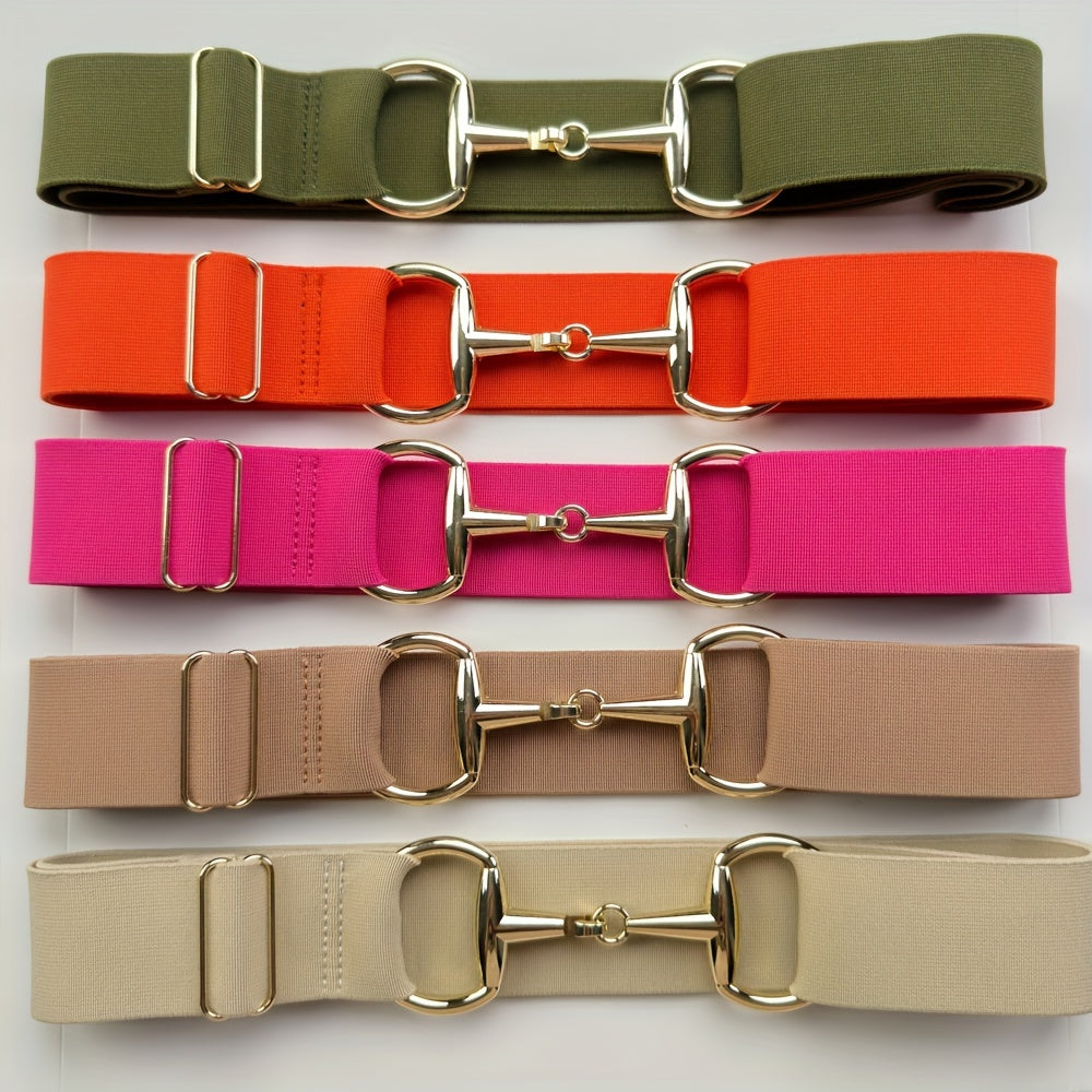 Women's Equestrian Waist Belt with Golden Metal Buckle Fashion Girdle Accessory